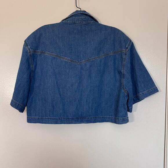 RE/DONE Oversized Crop Shirt in Rustic Indigo Size Large - Picture 6 of 6